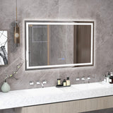 LED Bathroom Mirror Wall Mounted Rectangle Mirror with 3-Color Dimmable Lights-L