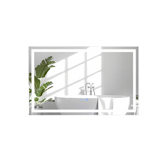 LED Bathroom Mirror Wall Mounted Rectangle Mirror with 3-Color Dimmable Lights-L