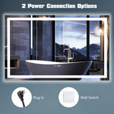 LED Bathroom Mirror Wall Mounted Rectangle Mirror with 3-Color Dimmable Lights-L