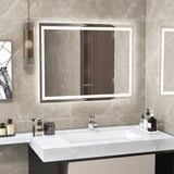 LED Bathroom Mirror Wall Mounted Rectangle Mirror with 3-Color Dimmable Lights-M