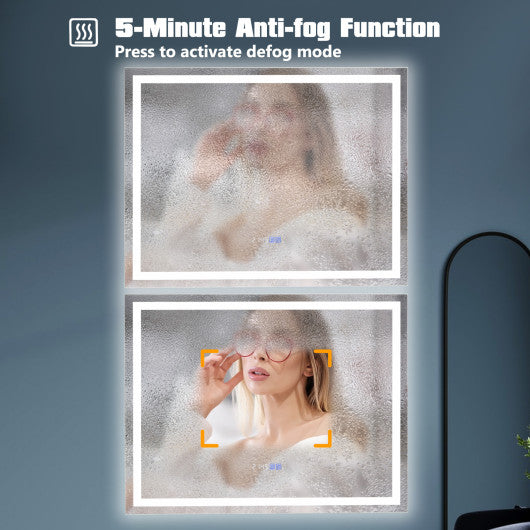 LED Bathroom Mirror Wall Mounted Rectangle Mirror with 3-Color Dimmable Lights-M