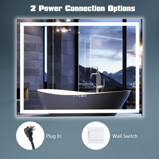 LED Bathroom Mirror Wall Mounted Rectangle Mirror with 3-Color Dimmable Lights-M