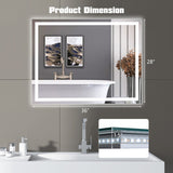 LED Bathroom Mirror Wall Mounted Rectangle Mirror with 3-Color Dimmable Lights-M
