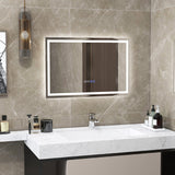 LED Bathroom Mirror Wall Mounted Rectangle Mirror with 3-Color Dimmable Lights-S