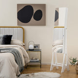 Freestanding Jewelry Cabinet Armoire Organizer with Bevel Edge Mirror-White