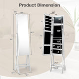 Freestanding Jewelry Cabinet Armoire Organizer with Bevel Edge Mirror-White