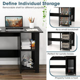 Modern L-Shaped Computer Desk with Shelves-Black