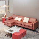 L-shaped Sectional Sofa with Reversible Chaise and 2 USB Ports-Pink