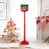 59 Inch Christmas Street Lamp with Sound-Activated Snow Globe Lantern-Red