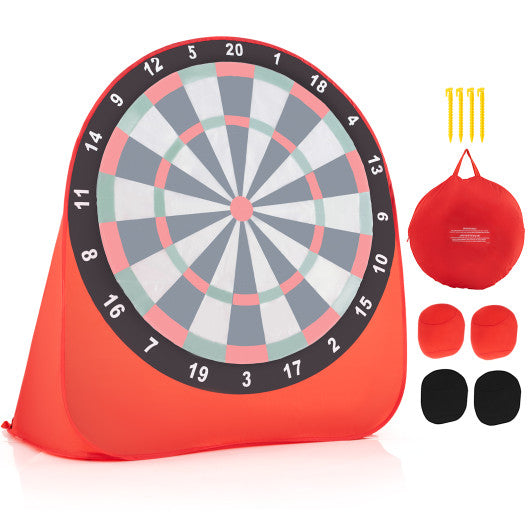 Large Dart Board for Kids with 4 Kick Balls-Red