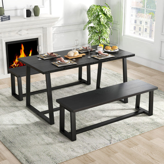 Large Dining Table with Heavy-duty Metal Frame and Anti-slip Foot Pads-Black