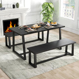 Large Dining Table with Heavy-duty Metal Frame and Anti-slip Foot Pads-Black