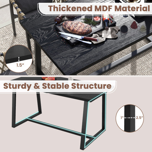 Large Dining Table with Heavy-duty Metal Frame and Anti-slip Foot Pads-Black
