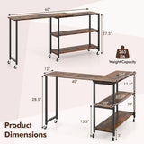 Large 360-Degree Free Rotating Sofa Side Table with Wheels and Storage Shelf-Rustic Brown