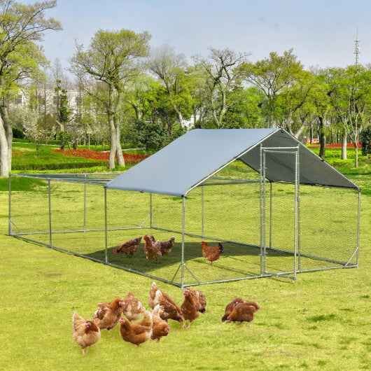 Large Metal Chicken Coop with Waterproof and Sun-proof Cover