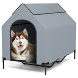 Large/Middle/Small Outdoor Elevated Pet House with Ventilated Windows-L