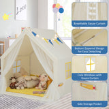 48 x 42 x 50 Inch Large Play Tent with Washable Cotton Mat Holiday Birthday Gift for Kids-Beige