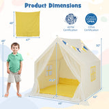 48 x 42 x 50 Inch Large Play Tent with Washable Cotton Mat Holiday Birthday Gift for Kids-Beige