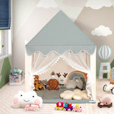 Kids Large Play Castle Fairy Tent with Mat-Beige