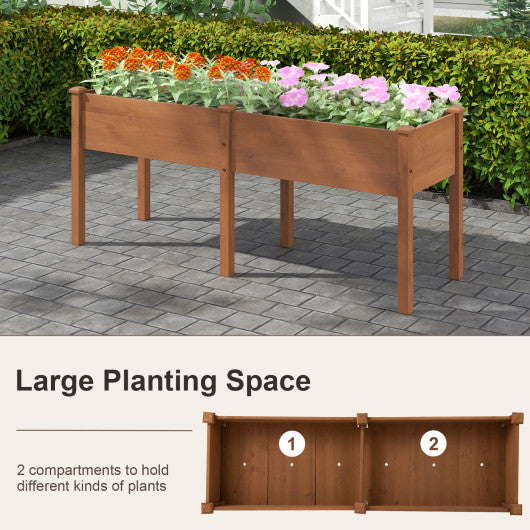 Large Raised Garden Bed with Drainage Holes and 6 Supporting Legs-Brown