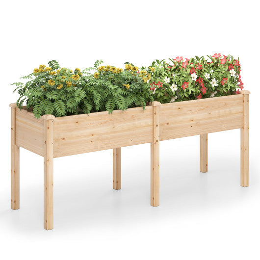 Large Raised Garden Bed with Drainage Holes and 6 Supporting Legs-Natural