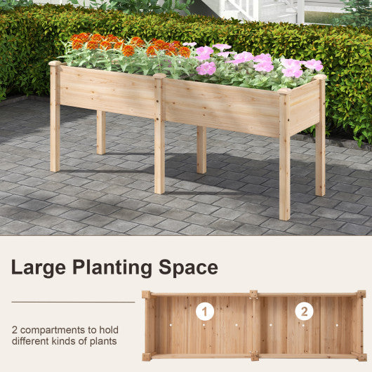 Large Raised Garden Bed with Drainage Holes and 6 Supporting Legs-Natural