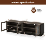 Large TV Stand for TVs up to 75 Inch with 4 Tempered Glass Doors for Living Room-Gray