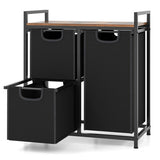 Laundry Basket Organizer Dirty Clothes Hamper with Shelf and 3 Removable Bags-Rustic Brown