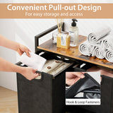 Laundry Basket Organizer Dirty Clothes Hamper with Shelf and 3 Removable Bags-Rustic Brown