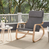 Stable Wooden Frame Leisure Rocking Chair with Removable Upholstered Cushion-Gray
