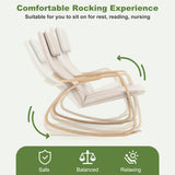 Stable Wooden Frame Leisure Rocking Chair with Removable Upholstered Cushion-Beige