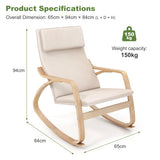 Stable Wooden Frame Leisure Rocking Chair with Removable Upholstered Cushion-Beige