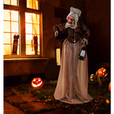 Life-Size Halloween Animatronic Moving and Talking Old Lady Hag Prop