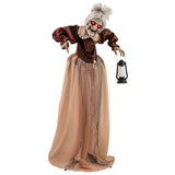 Life-Size Halloween Animatronic Moving and Talking Old Lady Hag Prop