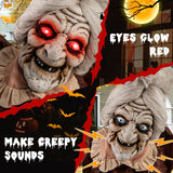 Life-Size Halloween Animatronic Moving and Talking Old Lady Hag Prop