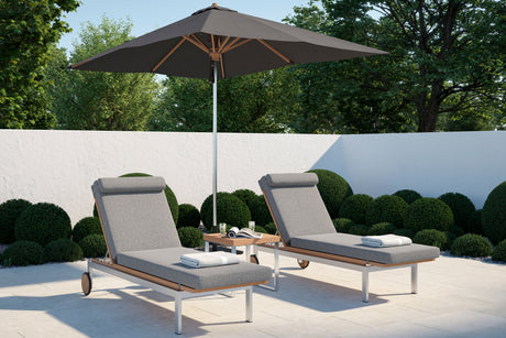 Monterey Chaise Lounge (Set of 2) with Side Table and Umbrella