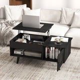 Lift Top Coffee Table with Storage and Hidden Compartment-Black