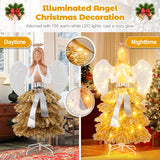 5.2 Feet Lighted Angel Artificial Christmas Tree with Warm White LED Lights