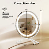 16 x 16 Inch Round LED Vanity Mirror with 3-Color Lighting and Brightness Dimming-White