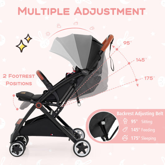Lightweight Aluminium Frame Baby Stroller with Net-Black