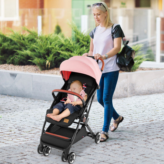 Lightweight Aluminium Frame Baby Stroller with Net-Pink