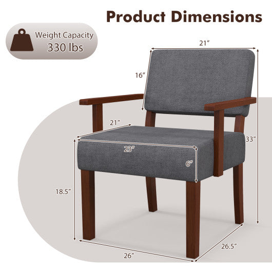 Linen Accent Chair Living Room Chair with Soft Padded Seat and Backrest-Gray