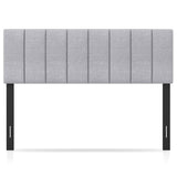 Linen Upholstered Headboard with Solid Wood Legs and Adjustable Width-Gray