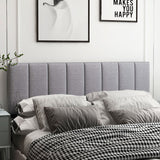 Linen Upholstered Headboard with Solid Wood Legs and Adjustable Width-Gray