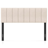 Linen Upholstered Headboard with Solid Wood Legs and Adjustable Width-Beige