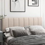 Linen Upholstered Headboard with Solid Wood Legs and Adjustable Width-Beige