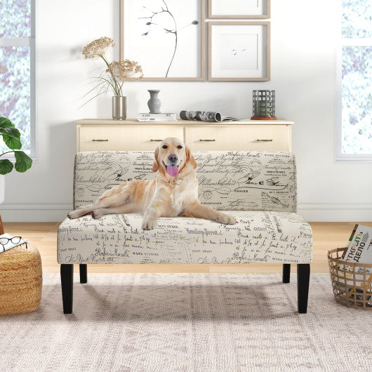 Living Room Wooden Leg Armless Loveseat Sofa-Multicolor