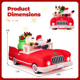 7.7 Feet Long Christmas Inflatable Santa Claus and Reindeer Riding Red Car with Gift Bag and 9 LED White Lights