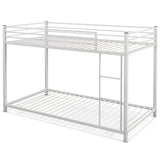 Low Profile Twin Over Twin Metal Bunk Bed with Full-length Guardrails-White