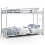 Low Profile Twin Over Twin Metal Bunk Bed with Full-length Guardrails-White
